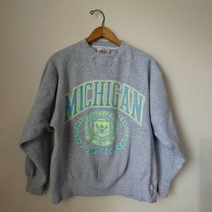 Michigan Retro Neon Sweatshirt- Worn Vintage Style